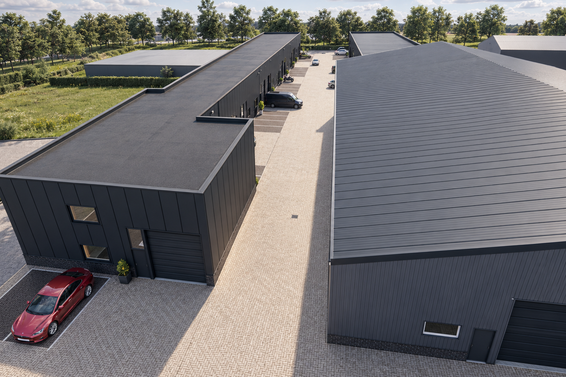 Luchtfoto van Business Park De Verbinding met de groene omgeving van Sint-Maartensdijk
